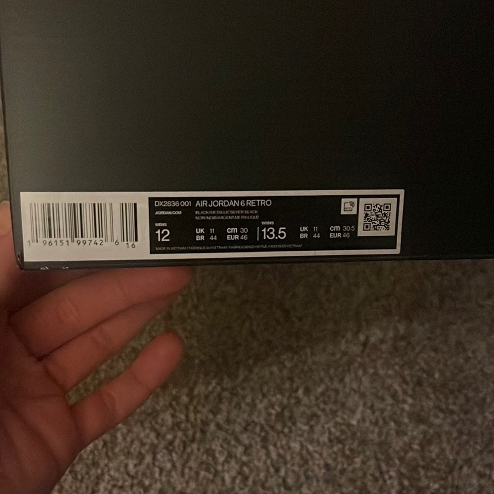 Never Been Worn. Jordan Men Retro 6. Sz 12 Men’s.